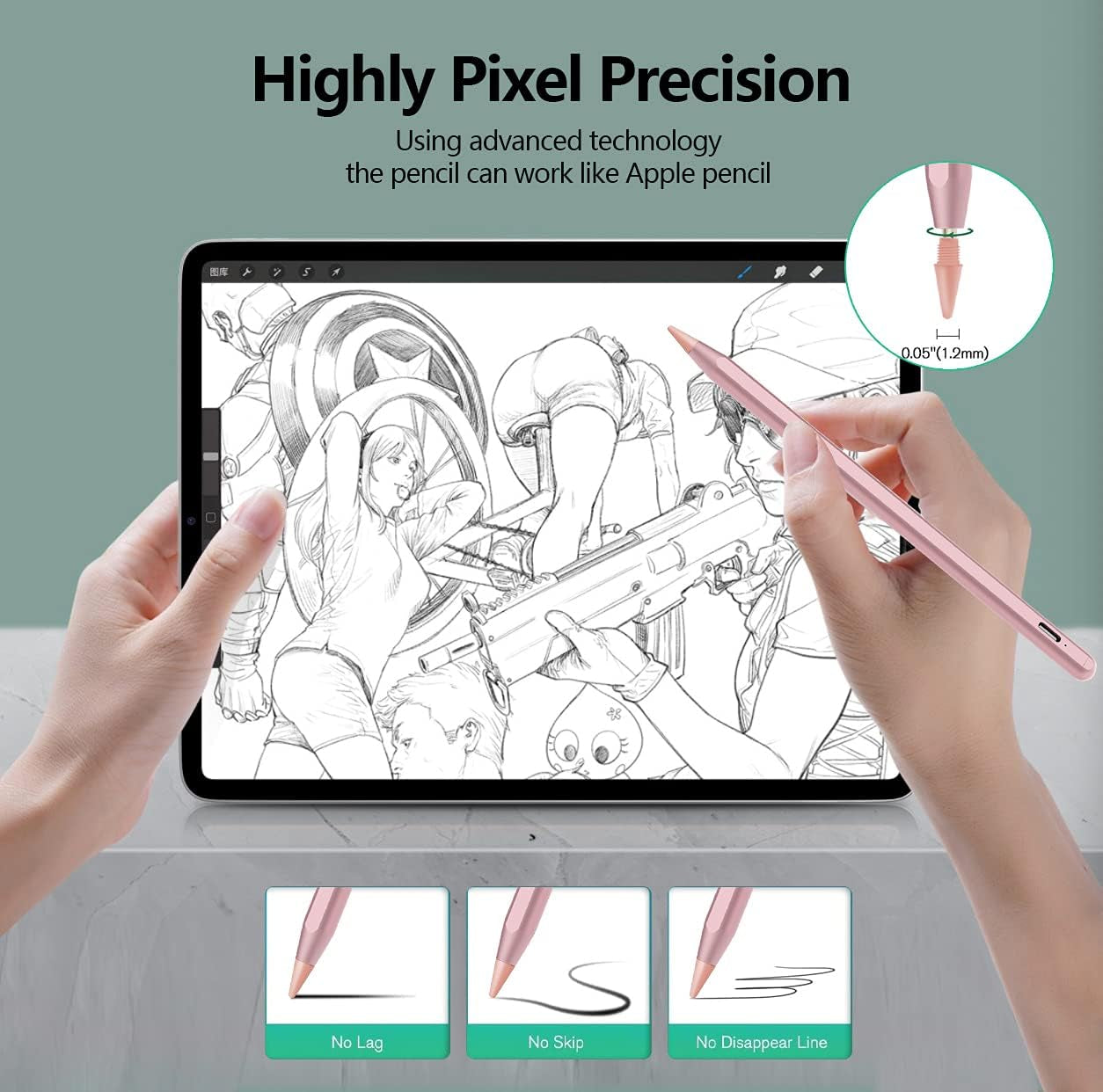 2nd Gen Pencil for iPad 2018-2024, 0.5H Fast Charging, Tilt Sensitivity Palm Rejection Stylus Pen (for iPad Air 3/4/5, iPad Mini, iPad 6/7/8/9/10, iPad Pro 11in 1/2/3/4, iPad Pro 12.9in 3/4/5/6)
