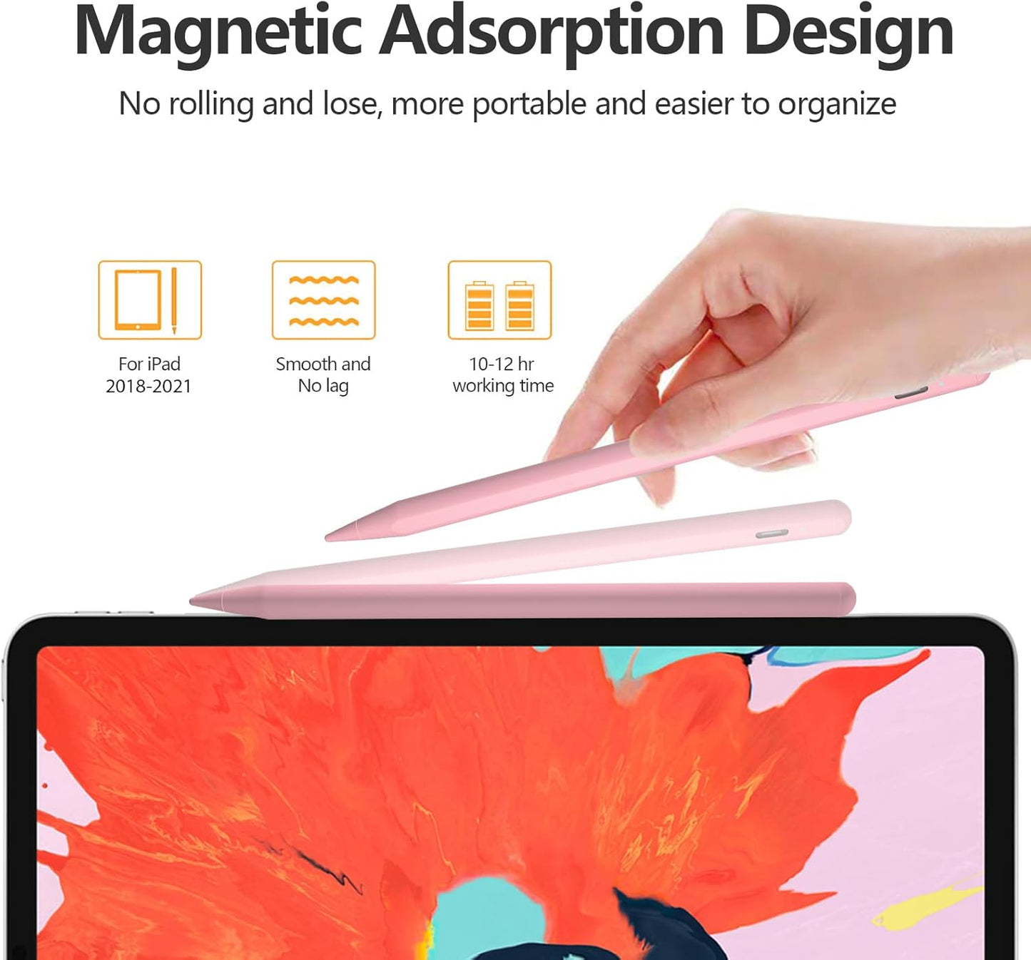 2nd Gen Pencil for iPad 2018-2024, 0.5H Fast Charging, Tilt Sensitivity Palm Rejection Stylus Pen (for iPad Air 3/4/5, iPad Mini, iPad 6/7/8/9/10, iPad Pro 11in 1/2/3/4, iPad Pro 12.9in 3/4/5/6)