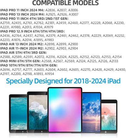 2nd Gen Pencil for iPad 2018-2024, 0.5H Fast Charging, Tilt Sensitivity Palm Rejection Stylus Pen (for iPad Air 3/4/5, iPad Mini, iPad 6/7/8/9/10, iPad Pro 11in 1/2/3/4, iPad Pro 12.9in 3/4/5/6)