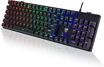 Wireless Mechanical Keyboard, Triple Mode 2.4G/Usb-C/Bluetooth Gaming Keyboard, 104 Keys Programmable, Customize RGB Backlit, Red Switch, Bicolor PBT Keycaps, Rechargeable Wired Keyboard for Laptop PC
