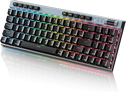 Wireless Mechanical Keyboard, Triple Mode 2.4G/Usb-C/Bluetooth Gaming Keyboard, 104 Keys Programmable, Customize RGB Backlit, Red Switch, Bicolor PBT Keycaps, Rechargeable Wired Keyboard for Laptop PC
