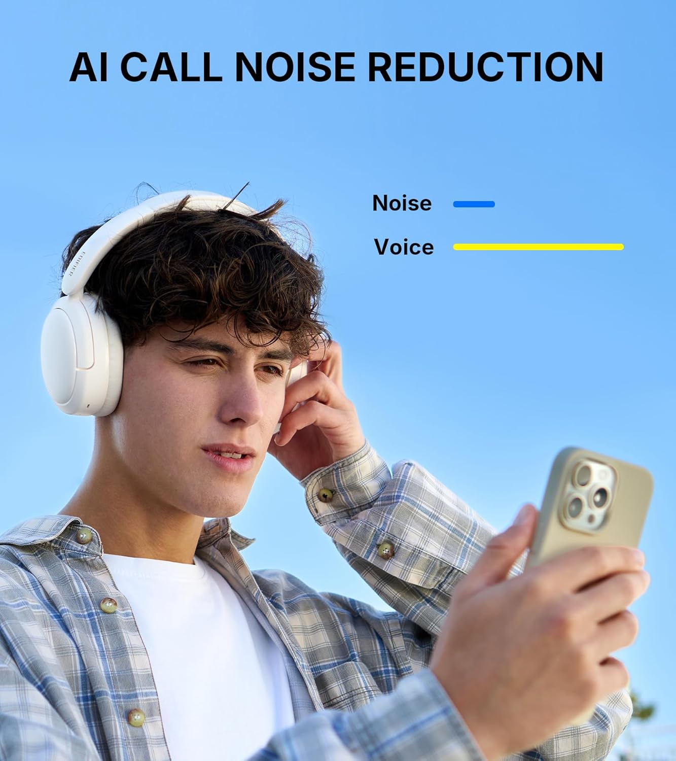 W800BT SE Wireless Over-Ear Bluetooth 5.4 Headphones - AI Call Noise Cancellation - 45H Playtime - Fast Charging - Dual Device- Game Mode - Foldable - White