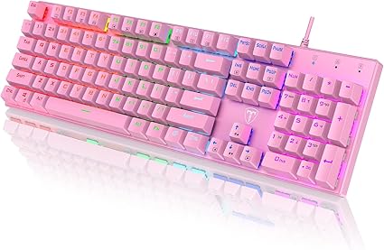 Wireless Mechanical Keyboard, Triple Mode 2.4G/Usb-C/Bluetooth Gaming Keyboard, 104 Keys Programmable, Customize RGB Backlit, Red Switch, Bicolor PBT Keycaps, Rechargeable Wired Keyboard for Laptop PC