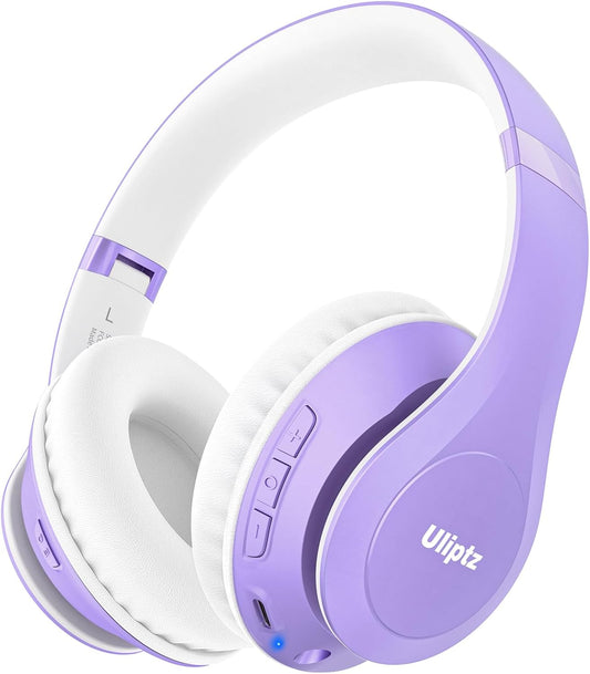 Wireless Bluetooth Headphones, 65H Playtime, 6EQ Sound Modes, Hifi Stereo over Ear Headphones with Microphone, Foldable Bluetooth 5.3 Headphone for Travel/Office/Cellphone/Pc (Purple)